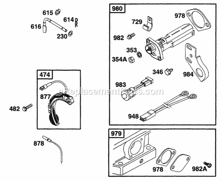 Controls Elect Oil Gard Diagram and Parts List for 170452-6105-01  Briggs and Stratton Engine